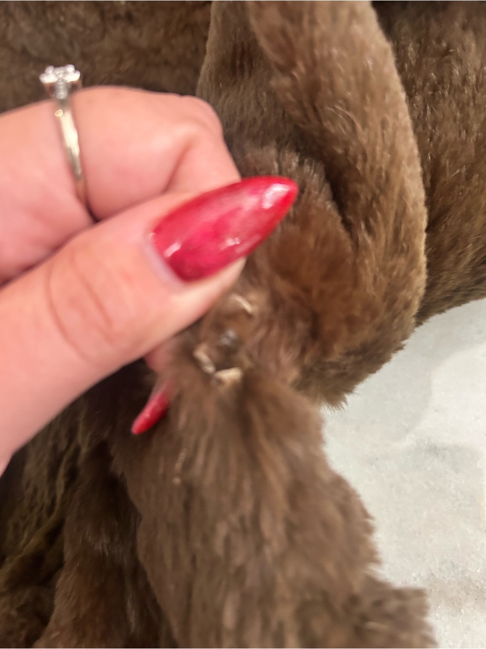 Olive Green Rabbit Fur Coat Genuine Fox Fur Hood Collar M/L - Picture 9 of 11